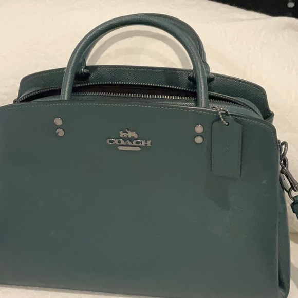 Dark green leather Coach pocketbook EUC - Picture 2 of 8